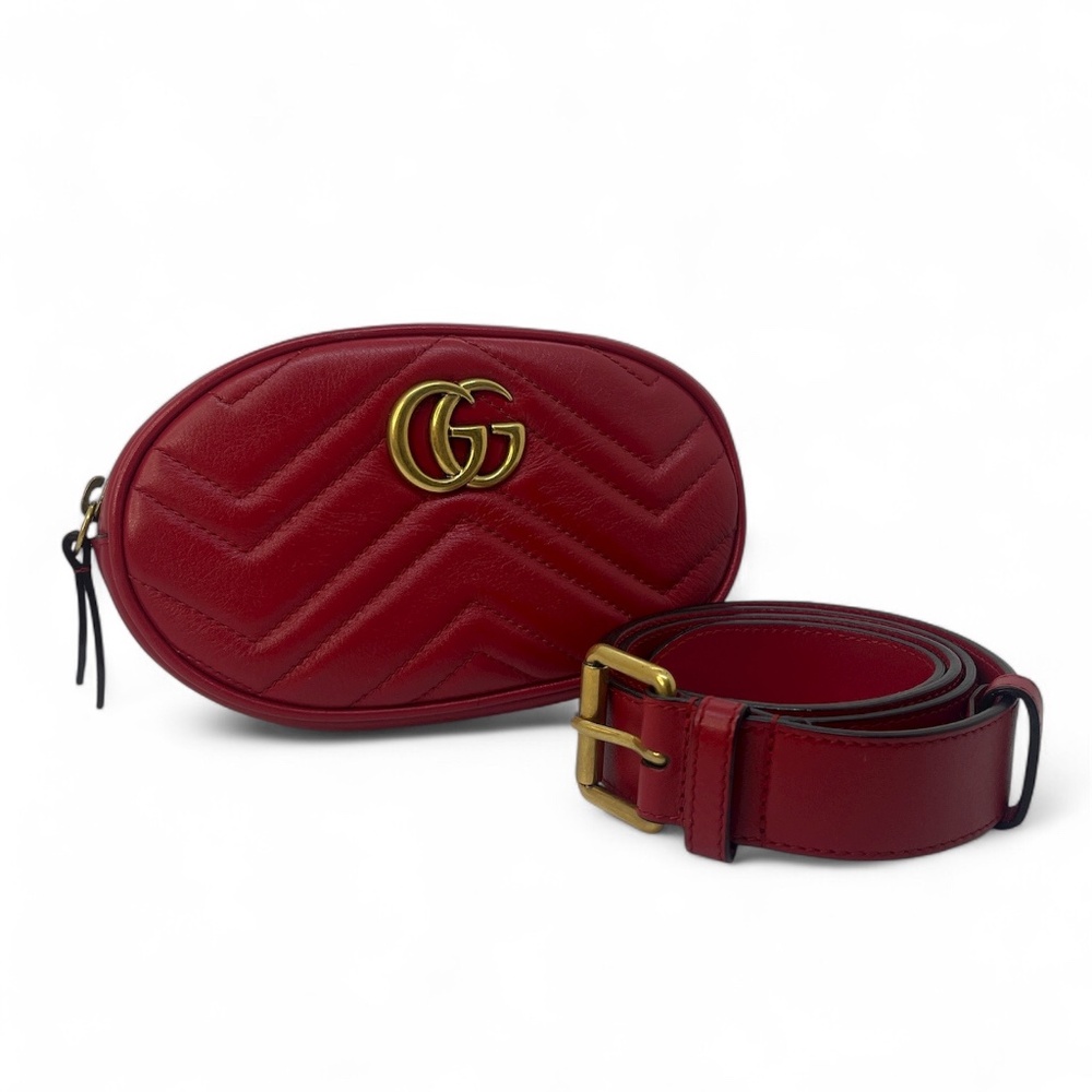 Gucci GG Marmont Matelassé Belt Bag Red